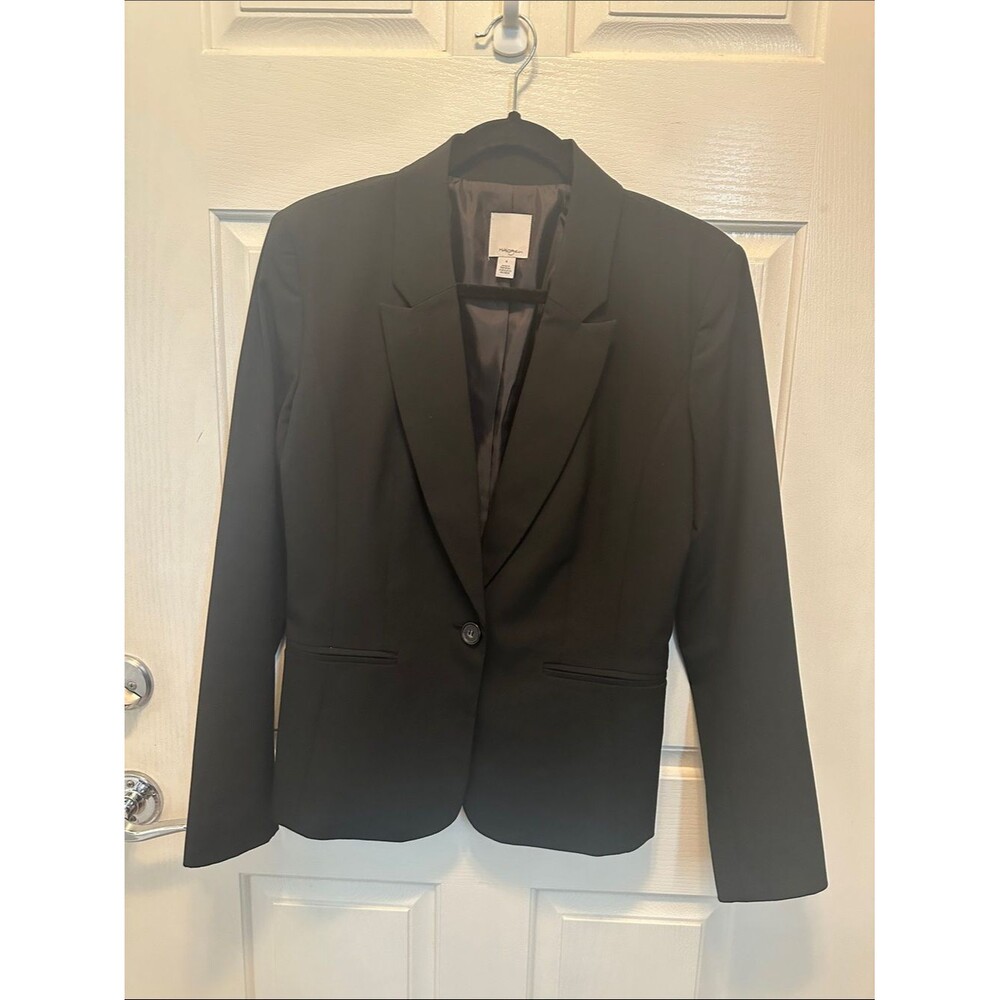Halogen Black Single-Button Classic Blazer Wardrobe Staple Business Career Sz 4